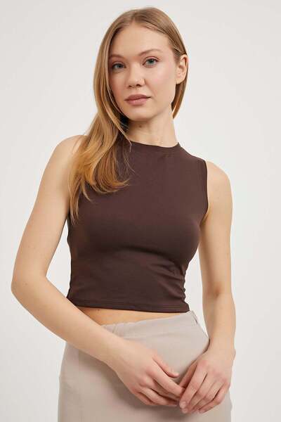 Arma Life Women's Sleeveless Basic Summer Strap Coffee Crop Body