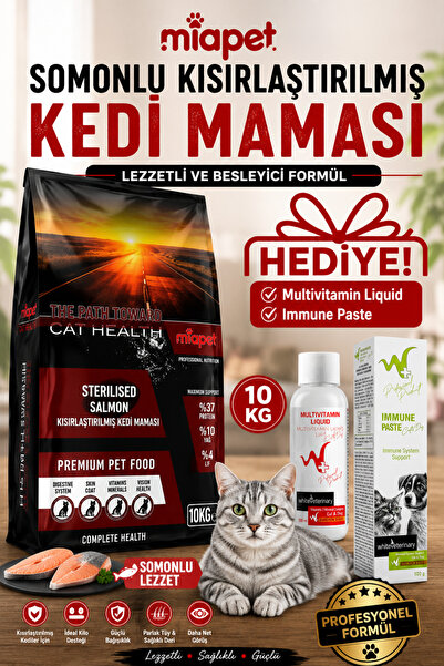 Miapet Somonlu Kısırlaştırılmış Kedi Maması Sterilised Multivitamin Liquid 10...