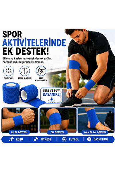 NutraBella Sporcu Bandajı Kendinden Yapışan Elastik Coban Bandaj 5 cm x 4,5 m...