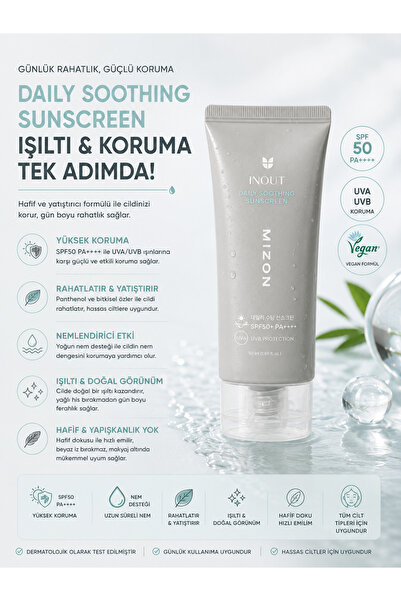 Mizon Inout Daily Soothing Sunscreen Spf50+ Pa++++ 50 ml - Moisturizing Sooth...