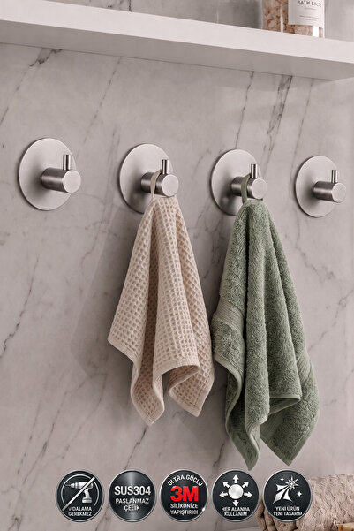 DUREVO 4 ADET Oval Paslanmaz Çelik Banyo Askısı/Bornoz Askısı / Havlu Askısı/...