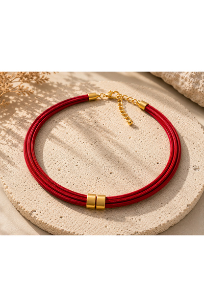 Kutcha Accessories Mat Altın Kaplama Kapsül Detaylı Çoklu İp Kolye – Renk Seçenekli Ayarlanabilir Kadın Kolye