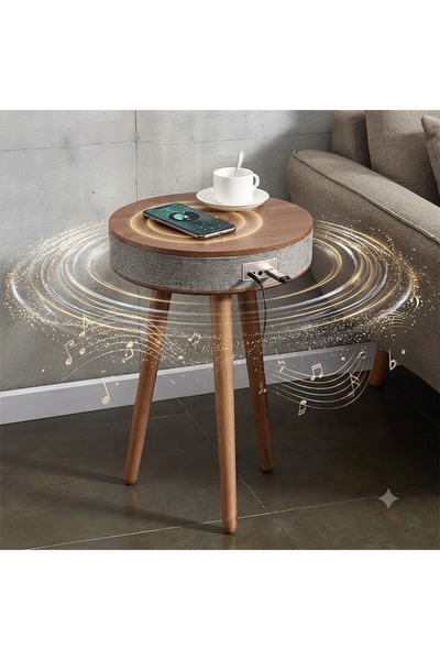 Yallabena 360° Bluetooth Speaker Side Table with Wireless Charging – Modern S...