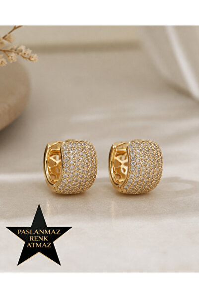 XUPING JEWELRY Xuping 14K Altın Renginde Zirkon Taşlı Günlük Kararmaz Kadın Küpe