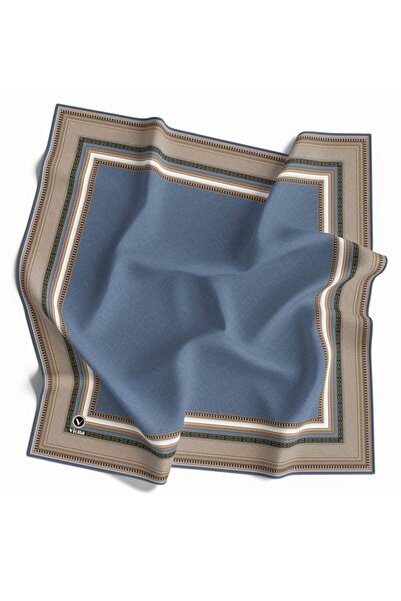VİOLLA Twill Bordür Desenli Bebe Mavisi Renkli 90x90 Eşarp (İpek İçermez) Ken...