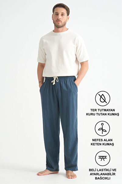 Redline Luxe Erkek Baggy Keten Karışımı Rahat Pantolon Bol Paça Yeni Sezon