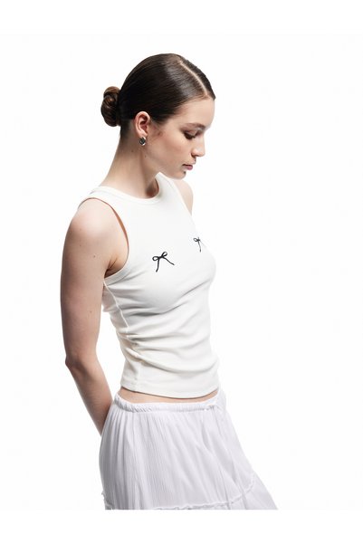 Koton Sleeveless Cotton Bow Detail Ribbed Undershirt