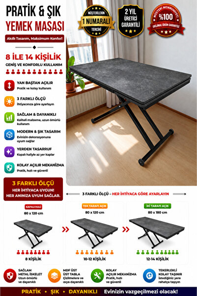 SEHPAM AKILLI Yan Baştan Açılır Akıllı Yemek Masası Oval Mdf Tabla Alt Mekani...