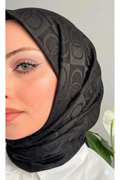 Hijab Women's◆Ring Pattern◆Checkers Pattern◆100% Cotton Naia Shawl◆Black