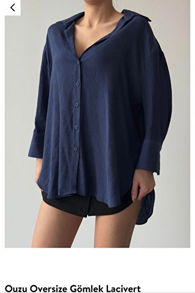 Quzu Navy Blue Oversize Shirt - 24Y11693