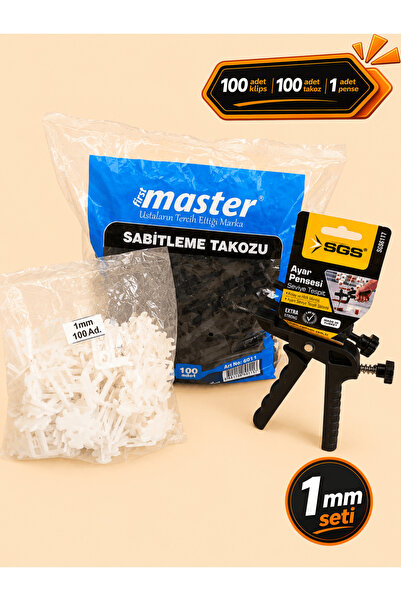 tabis Seviye Tespit Seti Seramik Fayans 1mm 100 Klips+100 Takoz+1 pense | Eko...