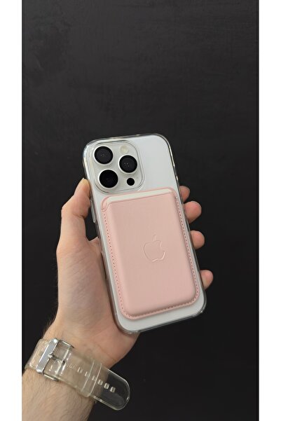 TEKNOLABTR Magsafe Mıknatıslı Kartlık Deri Cüzdan Toz Pembe