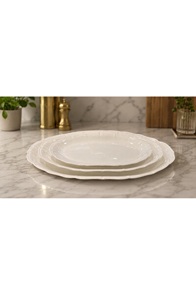 Aryıldız Bone Porselen 3 lü Salata Meze Tabağı Oval