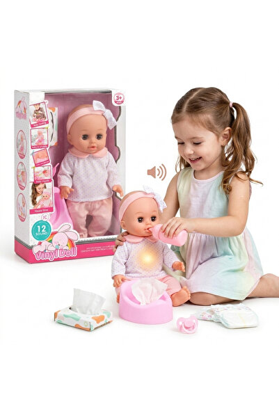 indiggo Papusa Bebelus CuteBaby Indiggo® 29cm, Maini/Picioare Cauciuc, Inchid...