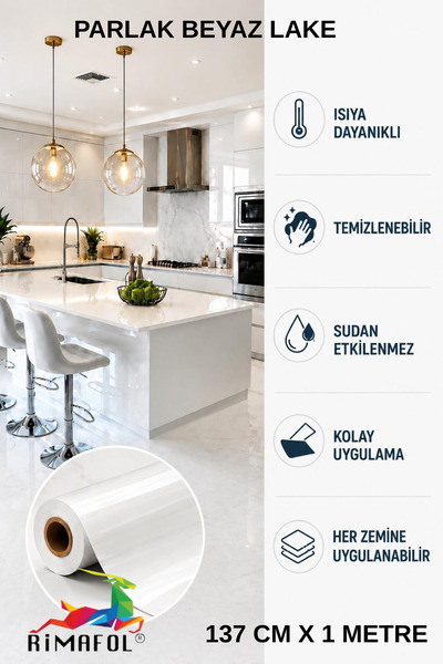 RİMAFOL Folie de acoperire pentru dulap alb strălucitor 137 CM X 1 METR