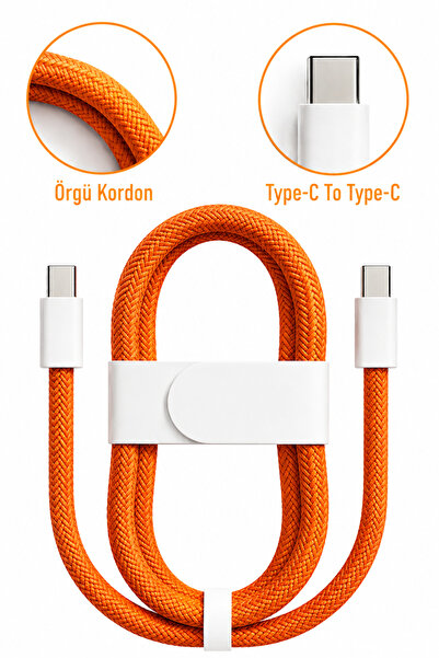 Ryan 60W USB-C Şarj Kablosu Type-C Örgülü Hızlı Şarj Kablosu iPhone 15 16 17 ...
