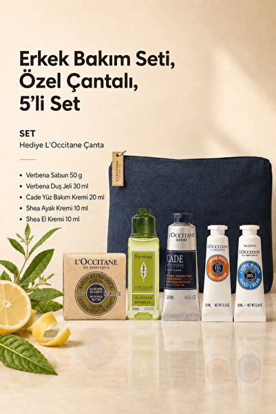 L'Occitane Erkek Bakım Seti, Özel Çantalı, 5'li Set
