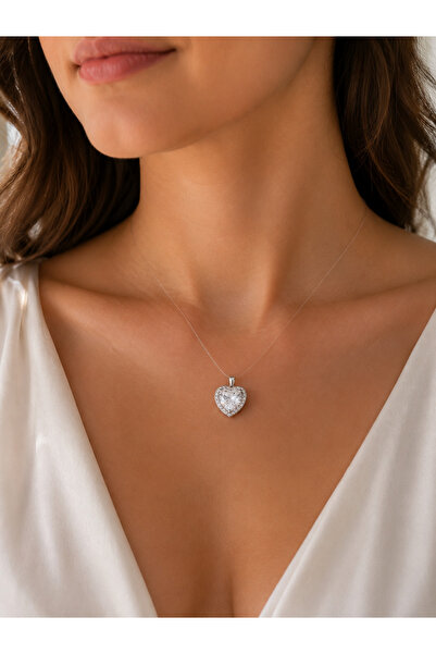 coco shopier Misineli Heart Model Silver Color Ghost Necklace