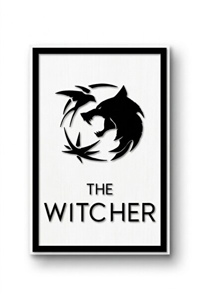 Witcher Kurt Logo Dizi Oyun Dekoratif Çerçeveli Ahşap Lazer Kesim Tablo