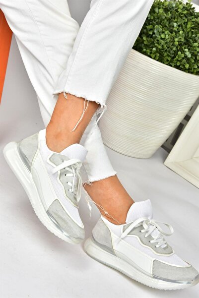 Fox Shoes حذاء رياضي كاجوال من جلد الغزال باللون الأبيض/الرمادي P973516802