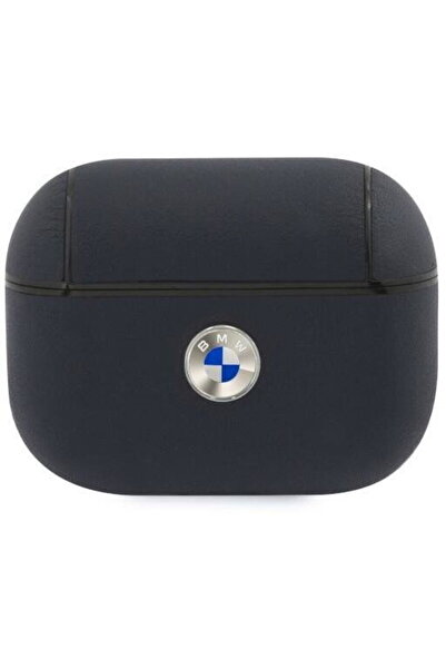 BMW BMAPSSLNA Husă AirPods Pro bleumarin din piele naturală cu logo argintiu