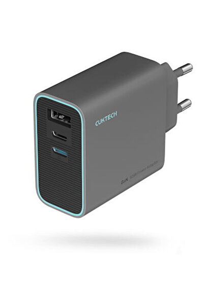 Cuktech GaN cu Port USB-A și 2 Porturi USB-C 65W Negru