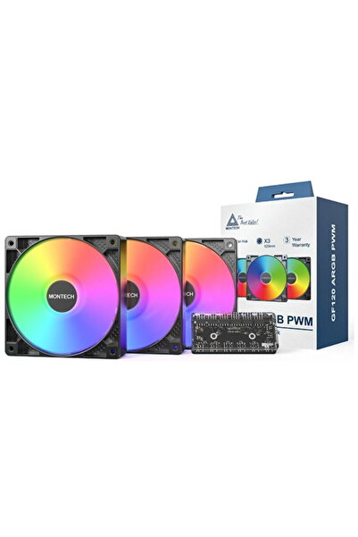 MONTECH Kit 3x GF120 ARGB PWM Negru