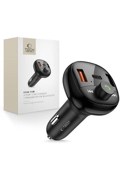 Tech-Protect CC06 USB-C + 2x USB-A PD 72W Negru