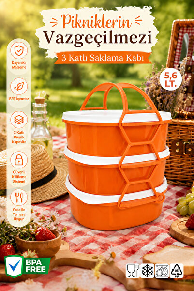 Nandy Home Colorful 3-Tier Portable Multi-Purpose Food Container for Nutritio...