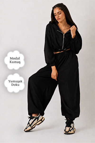 The Champ Clothing Set modal din 3 piese pentru femei Livora Black – Maiou sc...