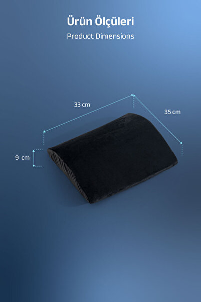 VİSCOTEX Visco Ortopedik Araç Bel Dayama Minderi 35x33x9 Cm, Siyah
