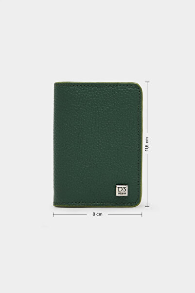 D'S Damat Portofel pentru carduri Ds Damat, verde, din piele naturală 100%