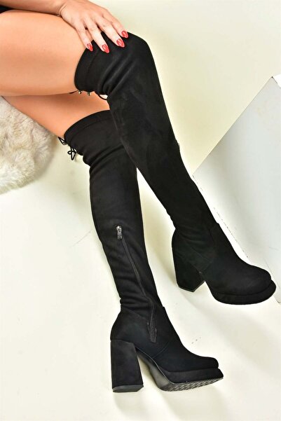 Fox Shoes حذاء نسائي أسود من جلد الغزال N997601202
