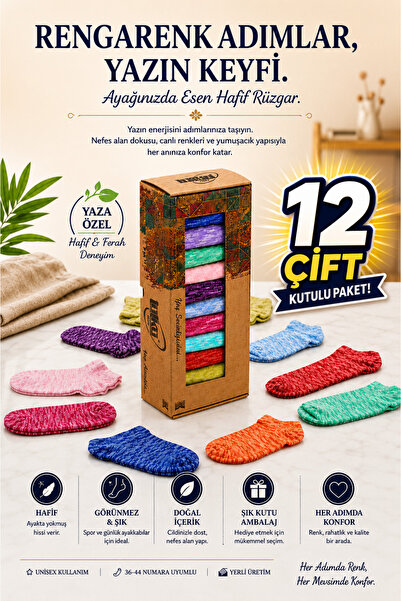 TUTKU PLUS Kadın Patik Çorap 12 Li Kutulu Paket – Terletmez, Koku Yapmaz Yumu...