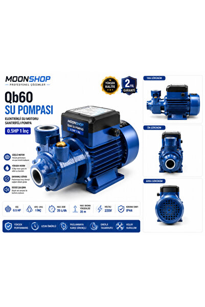 MOONSHOP Qb60 Elektrikli Su Motoru 0.5hp 1 Inç Bahçe Pompası Su Pompası 2 Yıl...