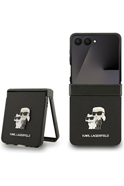 Karl Lagerfeld Case for Samsung Galaxy Z Flip7 - Saffiano Karl&Choupette Pin ...