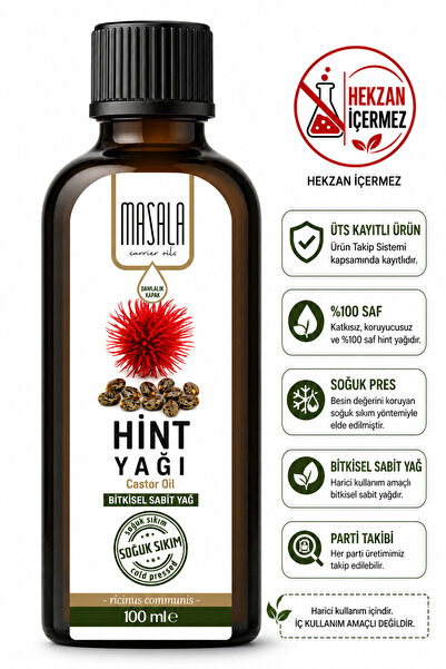 Masala Hint Yağı 100 Ml. Cam Şişe - Saf Ve Katkısız (CASTOR OİL) - Soğuk Pres