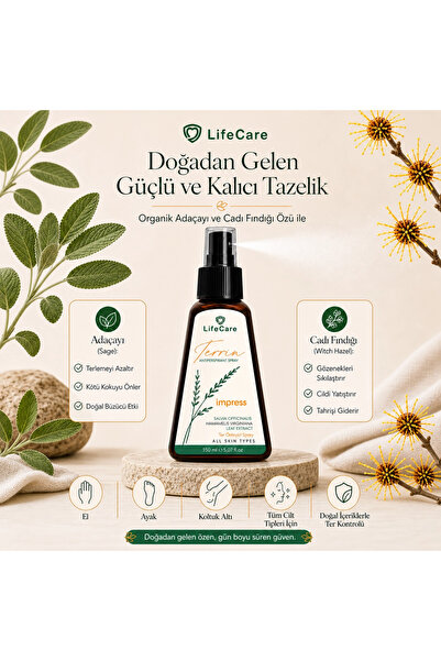 Life Care İmpress Parfümlü Koltuk Altı , El, Ayak Terleme Önleyici ve Ter Kok...