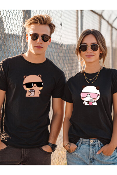 Etoile Studio Unisex White Character Printed Lover's Combination T-Shirt with...