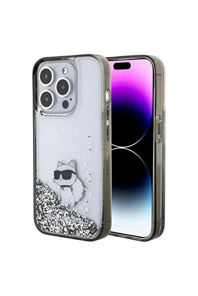 Karl Lagerfeld Liquid Glitter Choupette case for iPhone 15 Pro Max - transparent