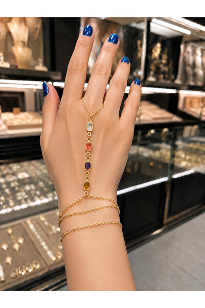 CAXBERN Zirkon Taşlı Damla Gold Şahmeran