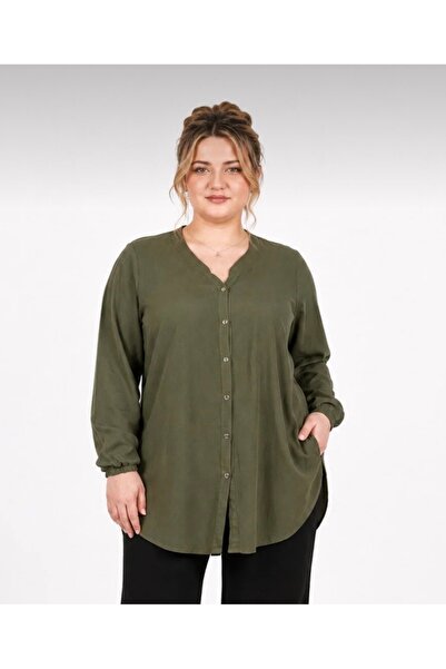 ELSEBUTİKTR Women's Comfortable Cut Cotton Viscose Tunic Shirt