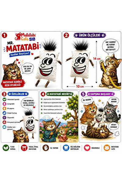 MATATABİ CATS مستر ماتاتابي لعبة القطة ذات الفرو الصوتي 12 سم ماتاتابي (لا تح...