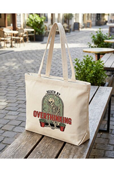 buzagi tasarım ürünleri Overthinking Zippered Lined Gusseted Canvas Bag 35 X ...