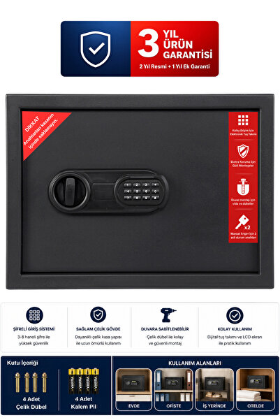 Steel Electronic Encrypted And 2 Key Weapon Money Valuables Office Home Hotel Safe