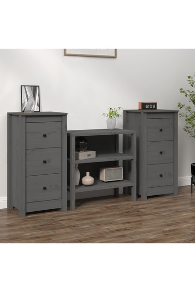 Concept Servante, 2 buc., gri, 40x35x80 cm, lemn masiv de pin