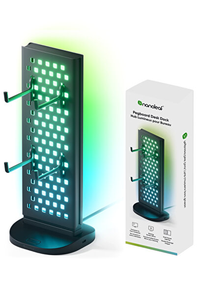 Nanoleaf RGB Işıklı Masaüstü Stand, 2xUSB-C ve 1xUSB-A Girişli, Pegboard