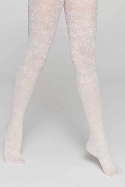 Conte Elegant Șosete pentru copii cu model floral ajurat, Ketty 40 Den - Alb,...