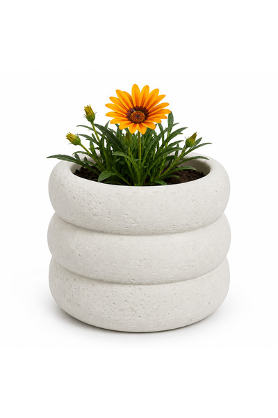 OEM Ghiveci, cu model circular în relief, Gri-Alb, 14x13 cm