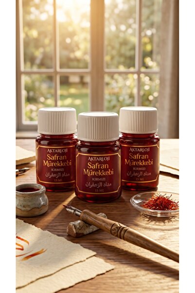 aktarloji 3 Adet 15 ml Kırmızı Safran Mürekkebi / Orijinal Misk-i Amber ve Gü...